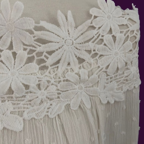 AMOLI White Swiss Dot Off-the-Shoulder Boho Blouse - 100% Cotton - NWT - Picture 6 of 8